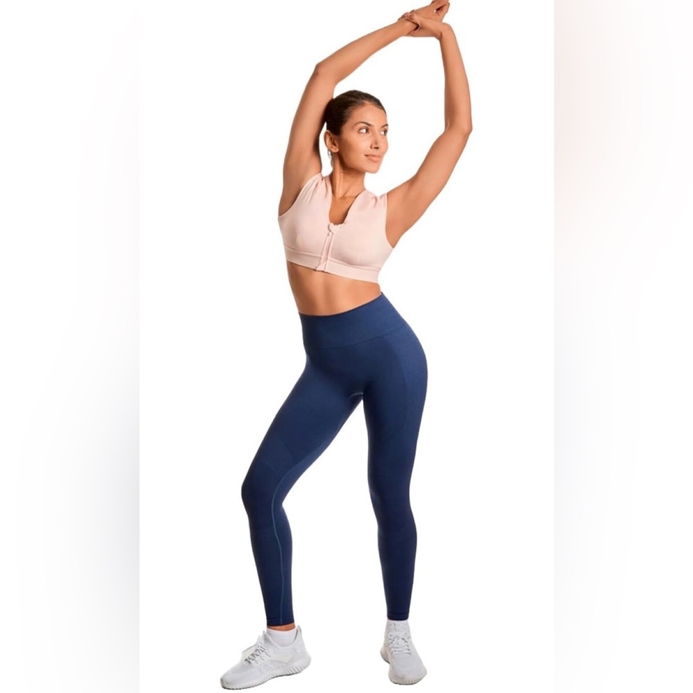Tommie Copper Women Compression Leggings Seamless Knee Support Navy Size Large